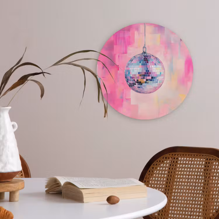 Discobal - Pink - Verf Akoestische PET Vilt - Rond klein -sfeer3