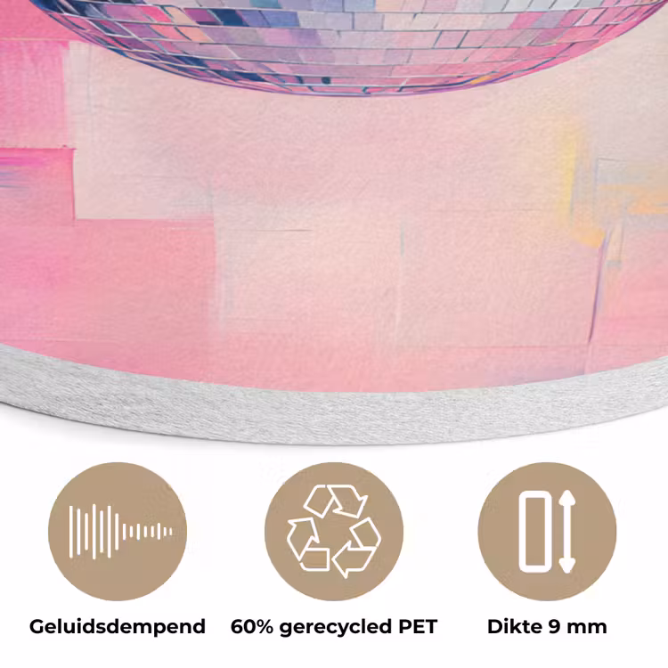 Discobal - Pink - Verf Akoestische PET Vilt - Rond klein -closeup_NL