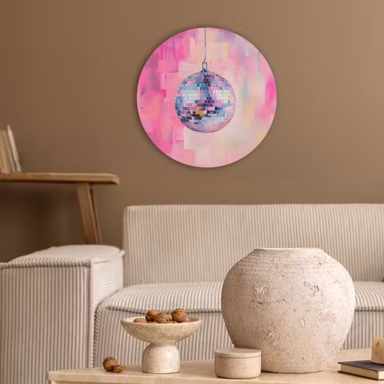 Discobal - Pink - Verf Akoestische PET Vilt - Rond klein -sfeer1
