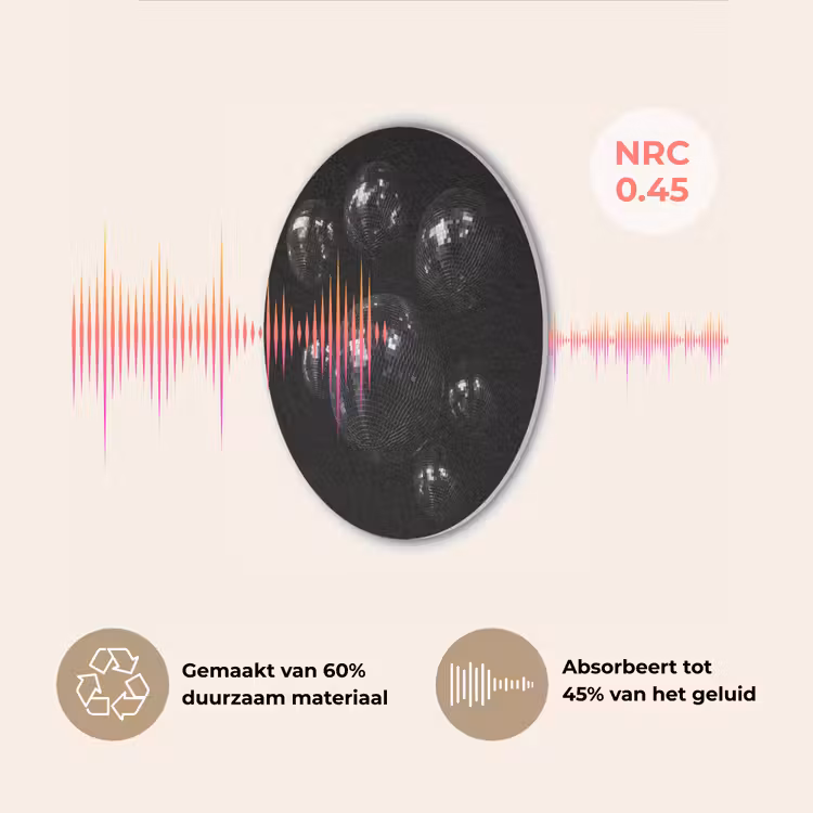 Discoballen - Minimalistisch - Zwart Akoestische PET Vilt - Rond klein -USP_NL
