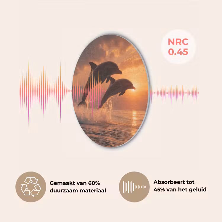Dolfijnen - Zee - Realistisch Akoestische PET Vilt - Rond klein -USP_NL