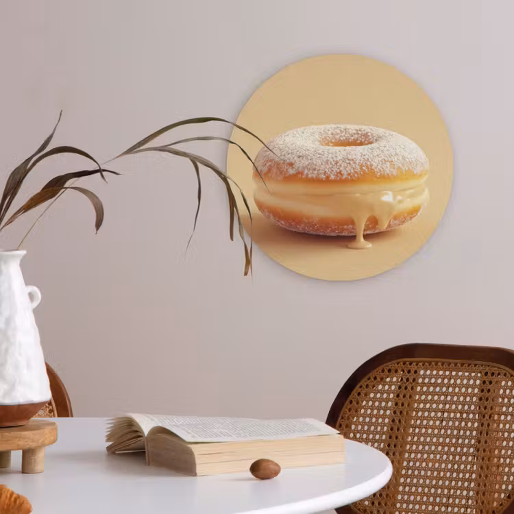 Donut - Romig - Poedersuiker - Beige Akoestische PET Vilt - Rond klein -sfeer3