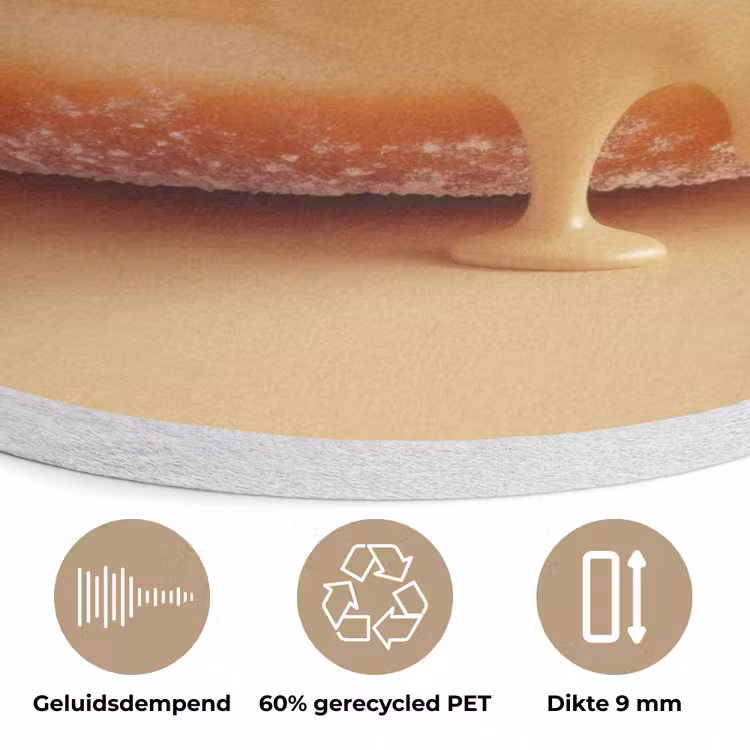 Donut - Romig - Poedersuiker - Beige Akoestische PET Vilt - Rond klein -closeup_NL