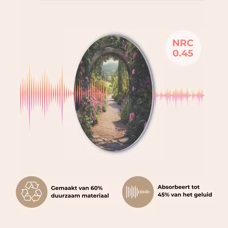 Doorkijk - Bloemen - Natuur - Rozenboog Akoestische PET Vilt - Rond klein -USP_NL