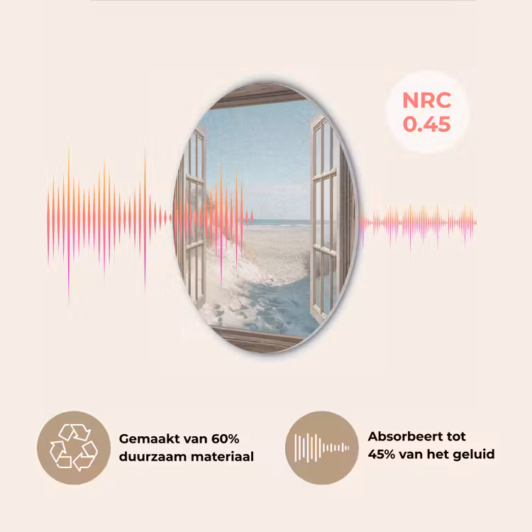 Doorkijk - Helmgras - Duinen - Zee - Landschap Akoestische PET Vilt - Rond klein -USP_NL
