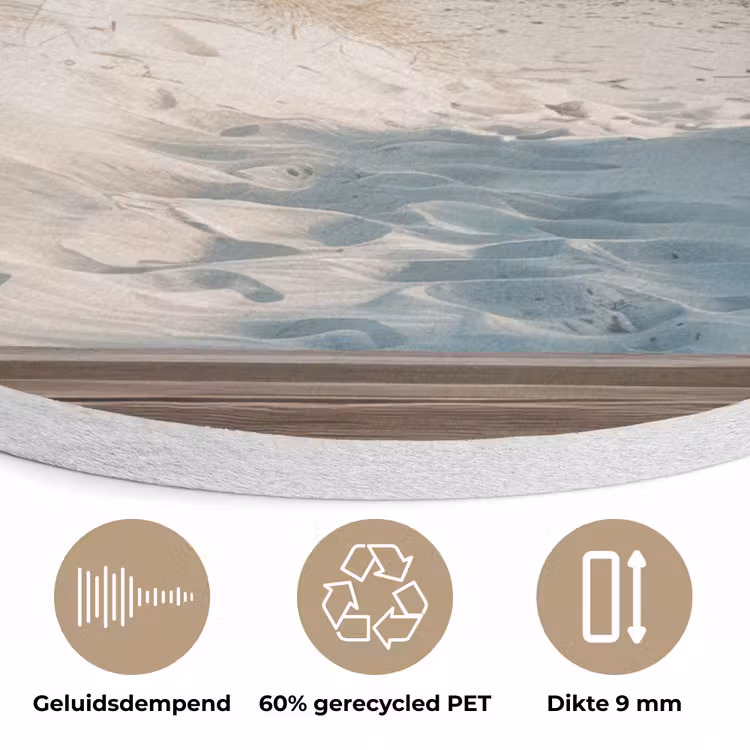 Doorkijk - Helmgras - Duinen - Zee - Landschap Akoestische PET Vilt - Rond klein -closeup_NL