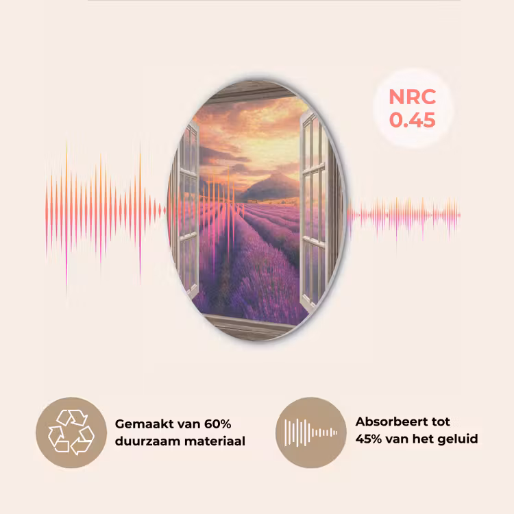 Doorkijk - Lavendel - Landschap - Bloemen - Paars Akoestische PET Vilt - Rond klein -USP_NL