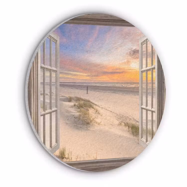 Doorkijk - Strand - Duinen - Natuur - Landschap Akoestische PET Vilt - Rond klein -3d