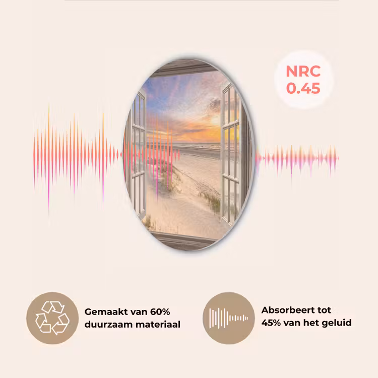 Doorkijk - Strand - Duinen - Natuur - Landschap Akoestische PET Vilt - Rond klein -USP_NL