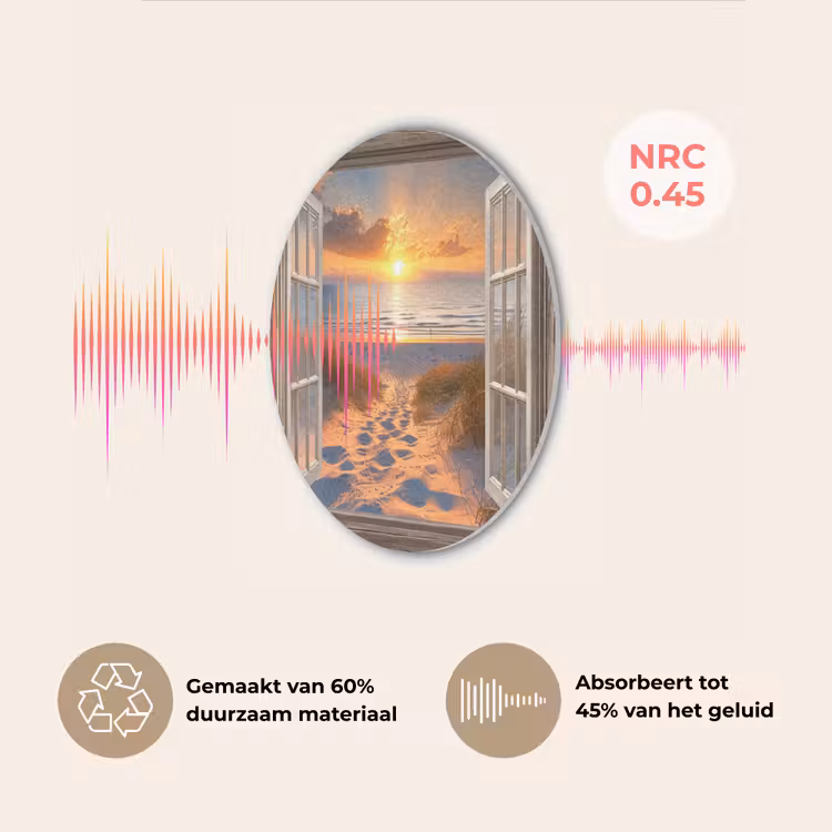 Doorkijk - Strand - Duinen - Zonsondergang Akoestische PET Vilt - Rond klein -USP_NL