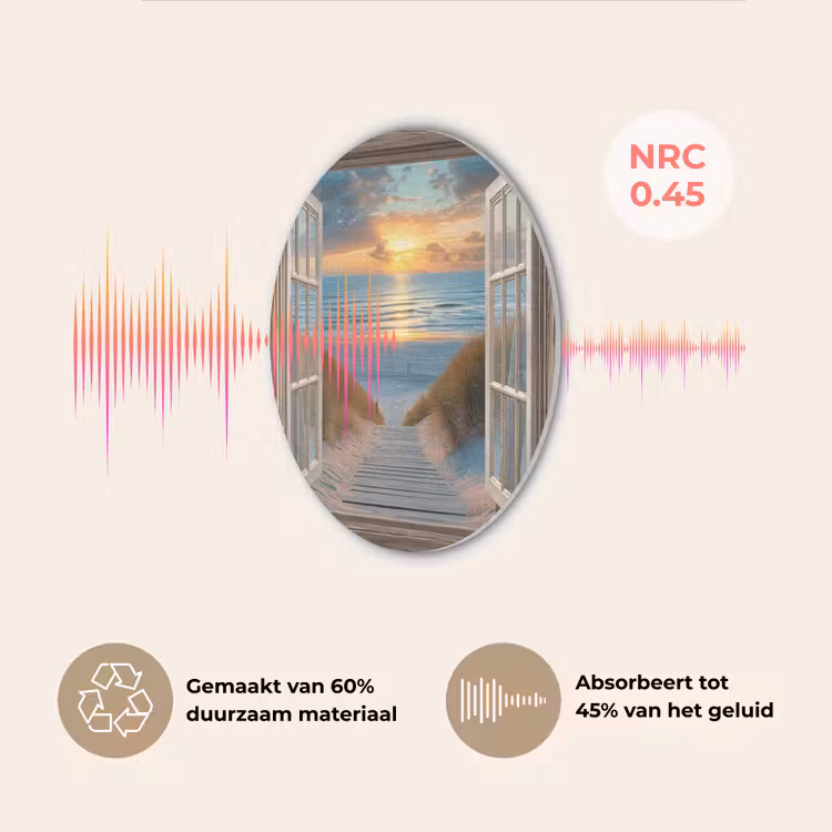 Doorkijk - Strand - Pad - Zonsondergang Akoestische PET Vilt - Rond klein -USP_NL