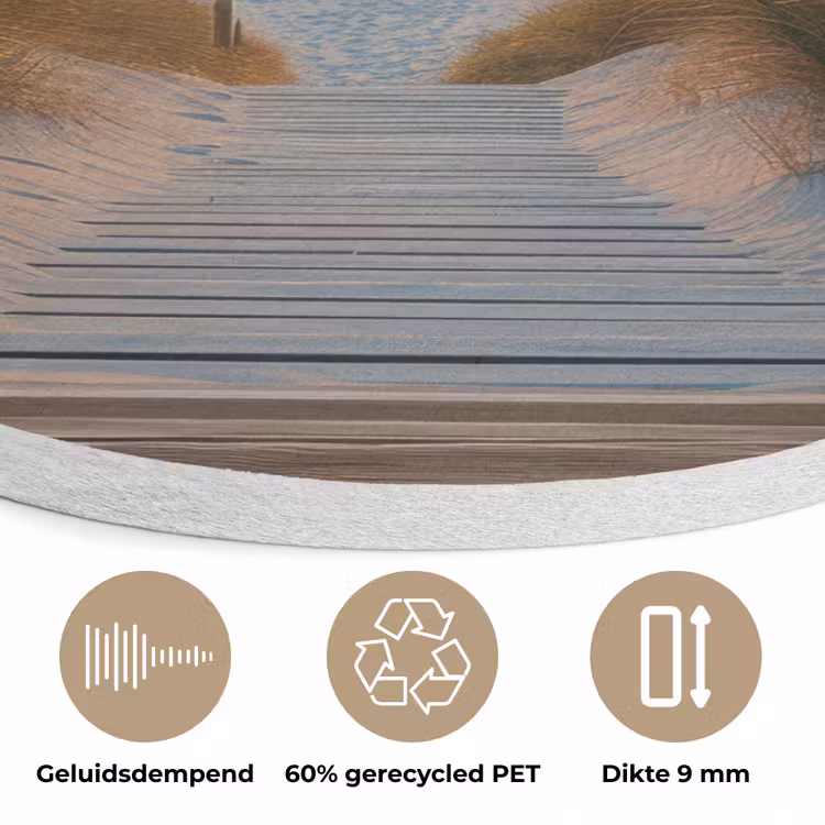 Doorkijk - Strand - Pad - Zonsondergang Akoestische PET Vilt - Rond klein -closeup_NL