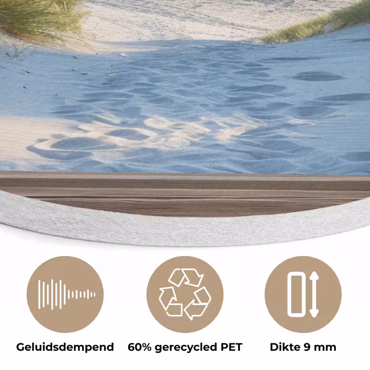 Doorkijk - Strand - Raam - Duinen - Zee Akoestische PET Vilt - Rond klein -closeup_NL