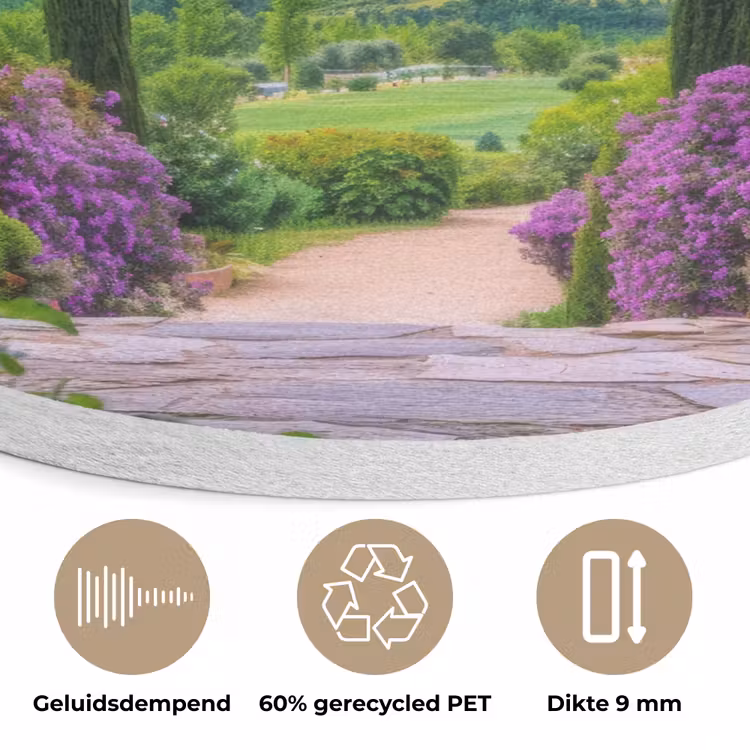 Doorkijk - Toscane - Landschap - Poort Akoestische PET Vilt - Rond klein -closeup_NL