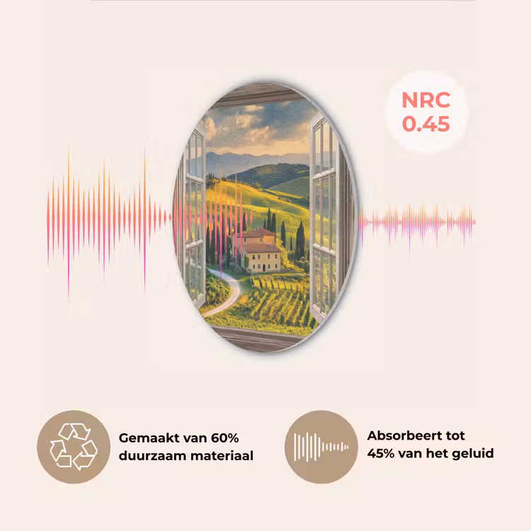 Doorkijk - Toscane - Uitzicht - Landschap - Zomer Akoestische PET Vilt - Rond klein -USP_NL