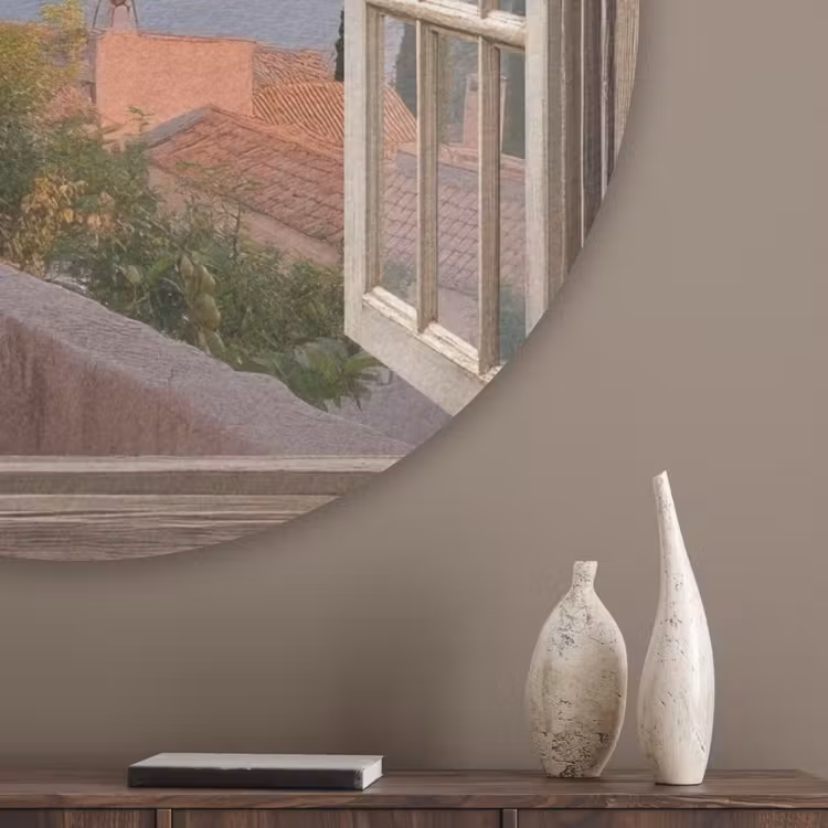 Doorkijk - Uitzicht - Meer - Landschap Akoestische PET Vilt - Rond klein -sfeer5_closeup