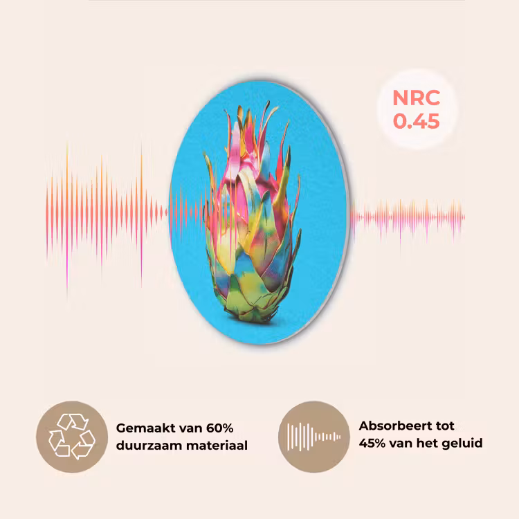 Drakenfruit - Blauw - Levendig Akoestische PET Vilt - Rond klein -USP_NL