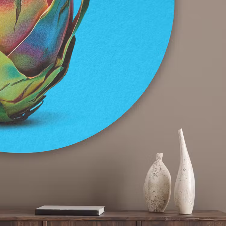 Drakenfruit - Blauw - Levendig Akoestische PET Vilt - Rond klein -sfeer5_closeup