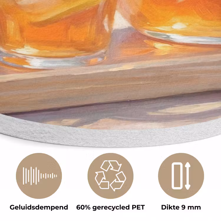 Drank - Citroen - Zomer - Tuin - Geel Akoestische PET Vilt - Rond klein -closeup_NL