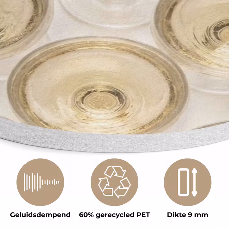 Drank - Glazen - Feest - Goud Akoestische PET Vilt - Rond klein -closeup_NL