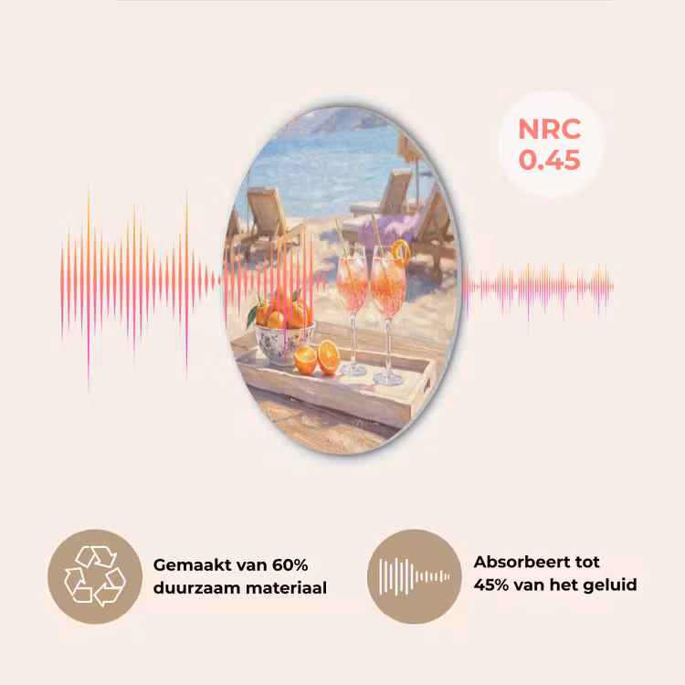 Drank - Glazen - Strand - Zomer - Oranje Akoestische PET Vilt - Rond klein -USP_NL