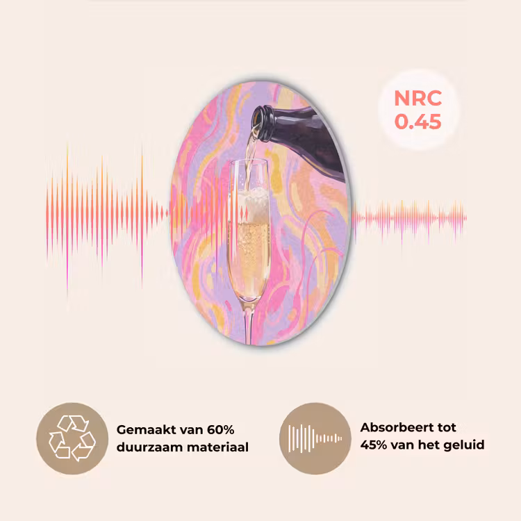 Drank - Inschenken - Feest - Abstract - Roze Akoestische PET Vilt - Rond klein -USP_NL