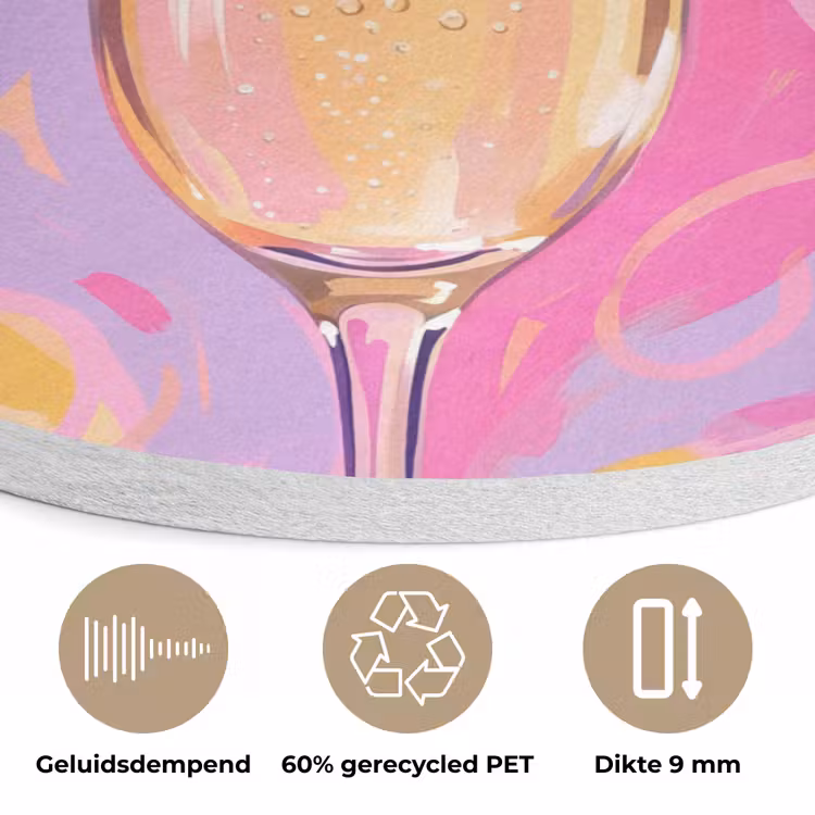 Drank - Inschenken - Feest - Abstract - Roze Akoestische PET Vilt - Rond klein -closeup_NL