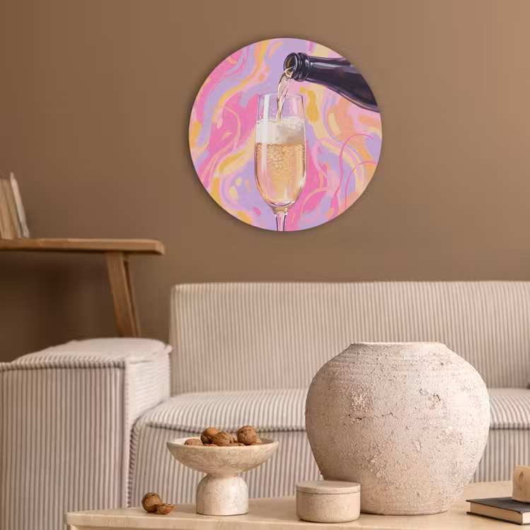 Drank - Inschenken - Feest - Abstract - Roze Akoestische PET Vilt - Rond klein -sfeer1