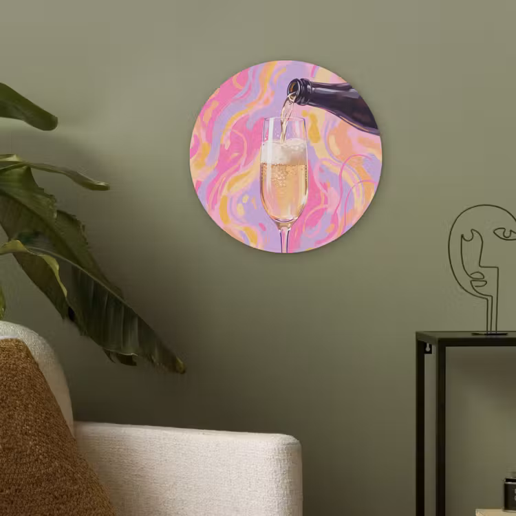 Drank - Inschenken - Feest - Abstract - Roze Akoestische PET Vilt - Rond klein -sfeer2