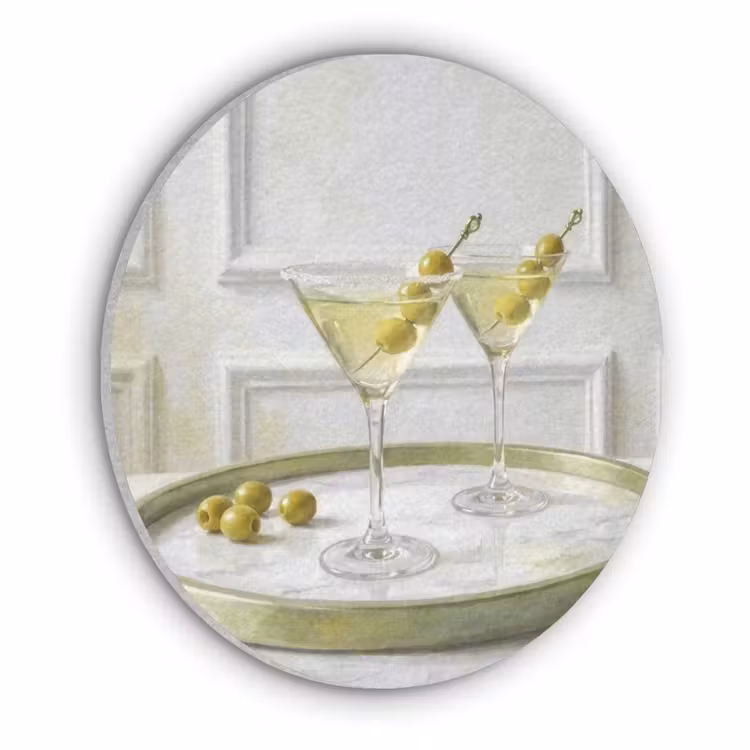 Drank - Martini - Olijven - Modern - Wit Akoestische PET Vilt - Rond klein -3d