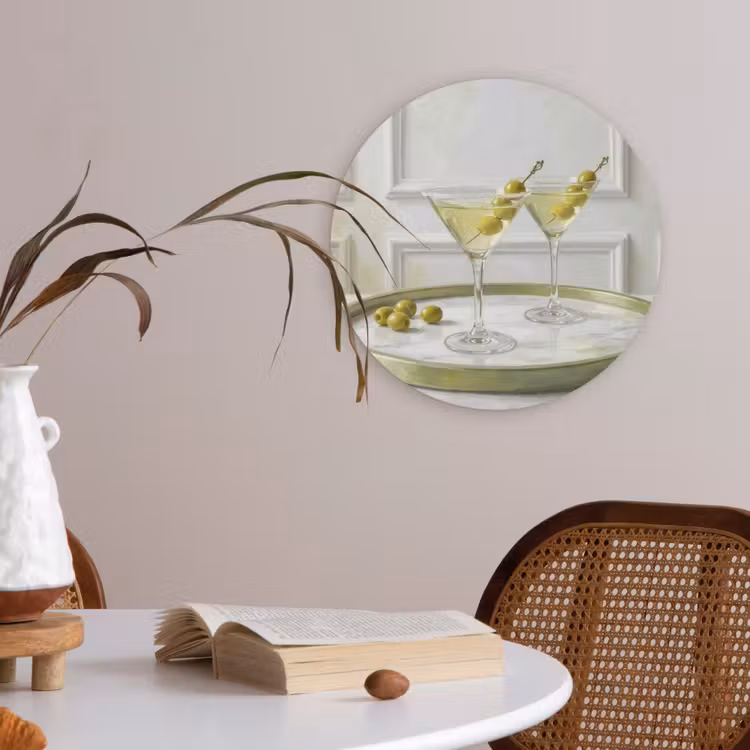 Drank - Martini - Olijven - Modern - Wit Akoestische PET Vilt - Rond klein -sfeer3