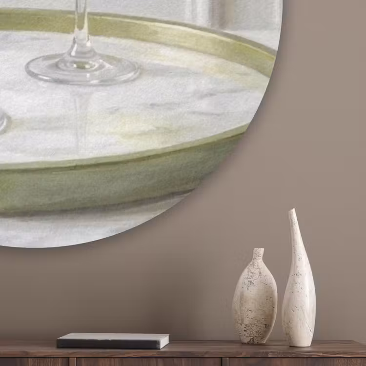 Drank - Martini - Olijven - Modern - Wit Akoestische PET Vilt - Rond klein -sfeer5_closeup