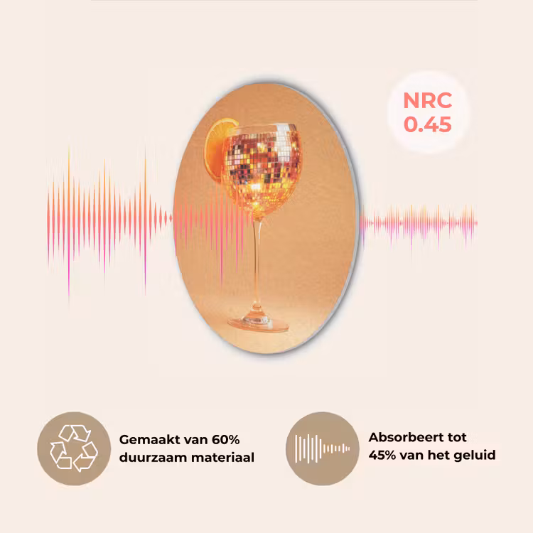Drank - Oranje - Glitter - Disco Akoestische PET Vilt - Rond klein -USP_NL