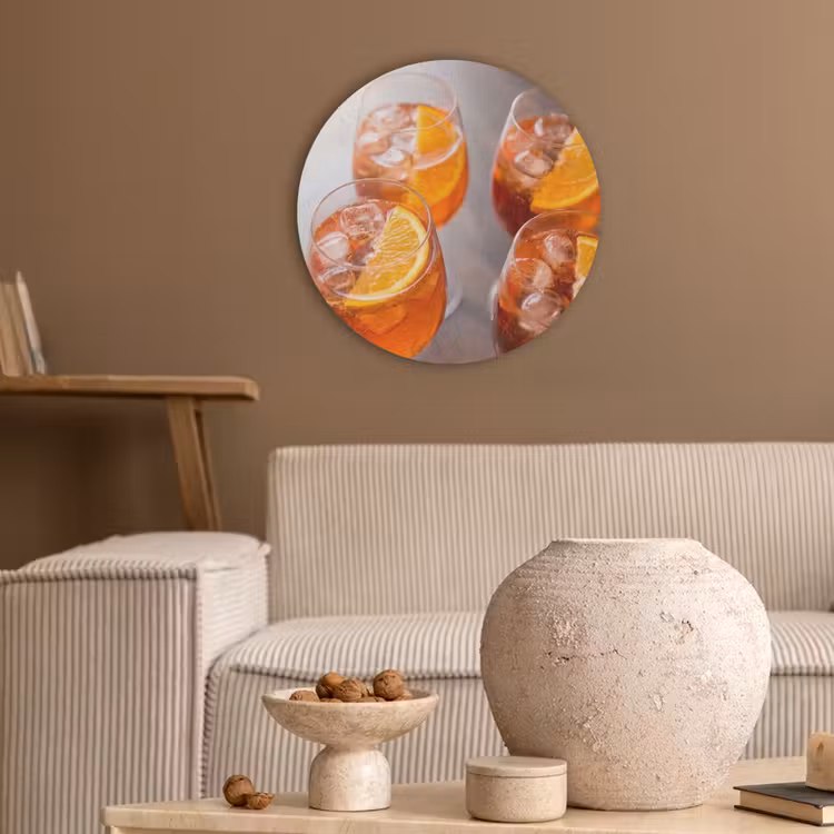 Drank - Sinaasappel - IJs - Zomer - Oranje Akoestische PET Vilt - Rond klein -sfeer1