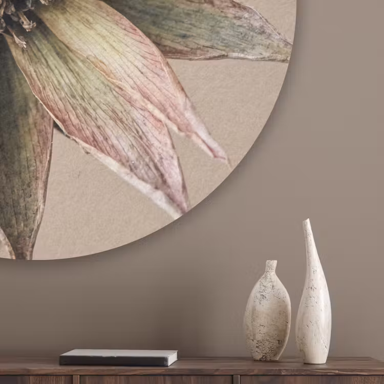 Droogbloem - Protea - Vintage - Beige - Rustiek Akoestische PET Vilt - Rond klein -sfeer5_closeup