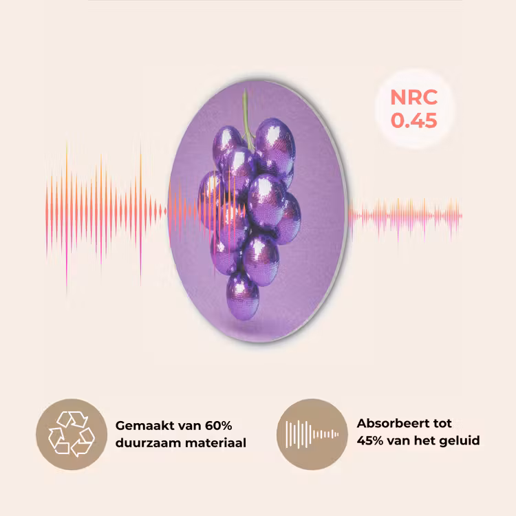 Druif - Disco - Glitter - Paars Akoestische PET Vilt - Rond klein -USP_NL