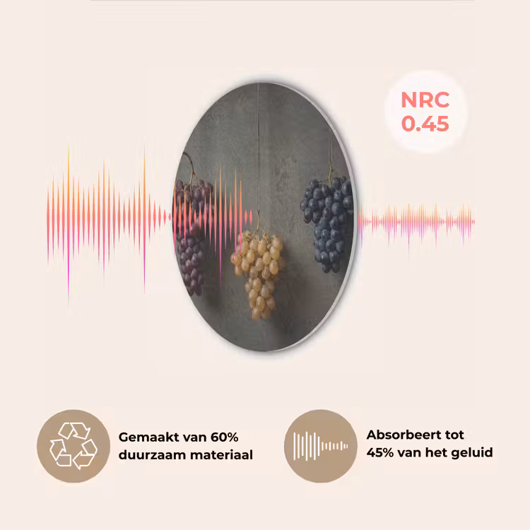 Druiven - Kleurrijk - Muur Akoestische PET Vilt - Rond klein -USP_NL