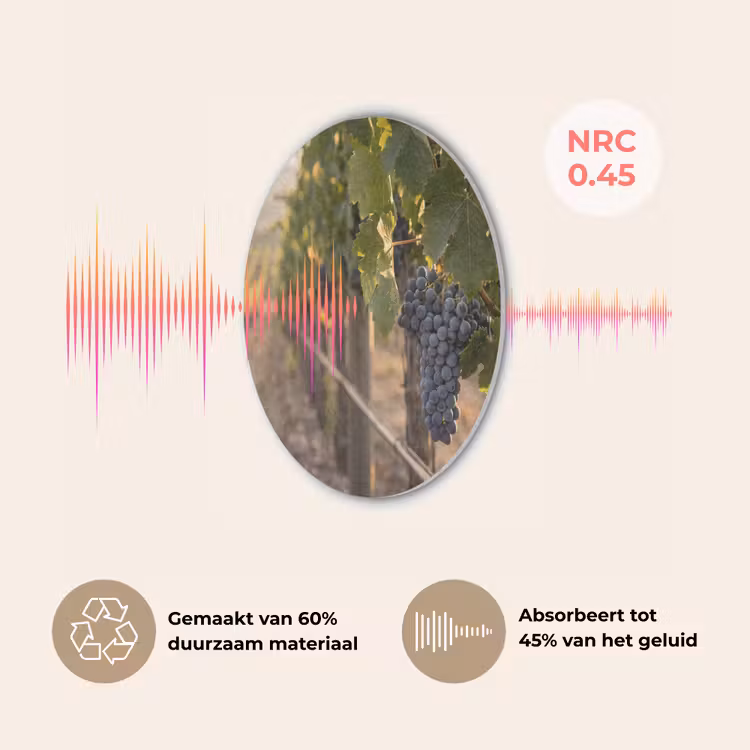 Druiven - Wijngaard - Zonlicht Akoestische PET Vilt - Rond klein -USP_NL