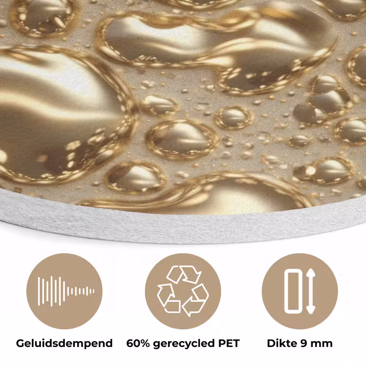 Druppels - Organisch - Goud Akoestische PET Vilt - Rond klein 838 -closeup_NL
