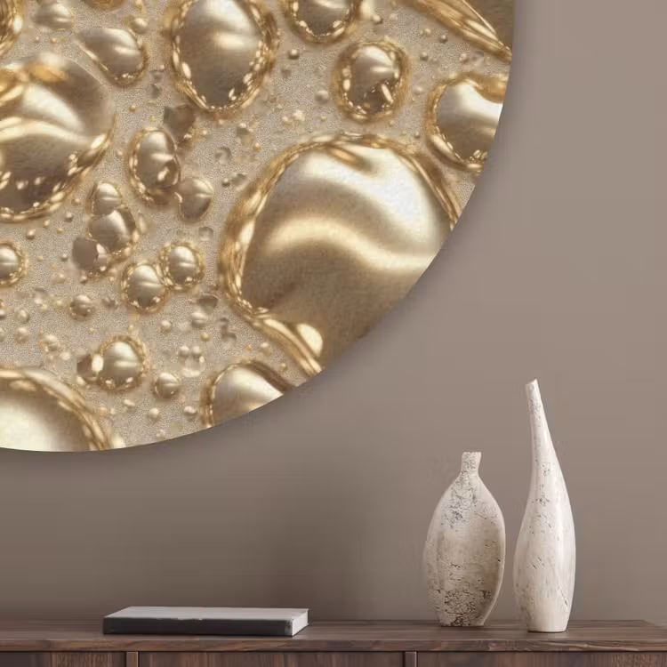 Druppels - Organisch - Goud Akoestische PET Vilt - Rond klein 838 -sfeer5_closeup