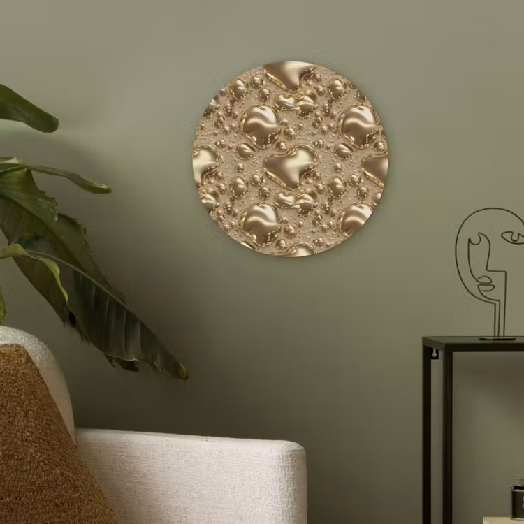 Druppels - Organisch - Goud Akoestische PET Vilt - Rond klein 838 -sfeer2