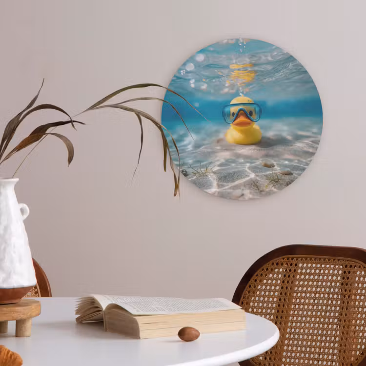 Duikbril - Eend - Water Akoestische PET Vilt - Rond klein -sfeer3