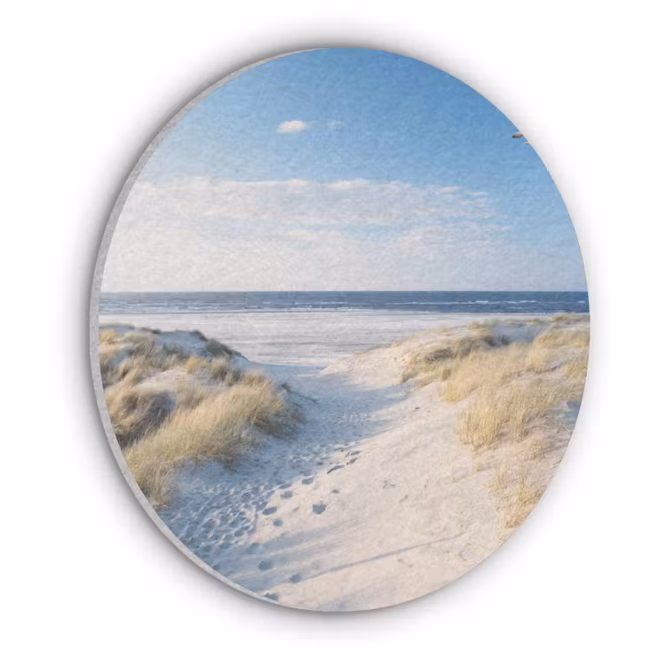 Duin - Meeuw - Strand - Zee - Zon Akoestische PET Vilt - Rond klein -3d