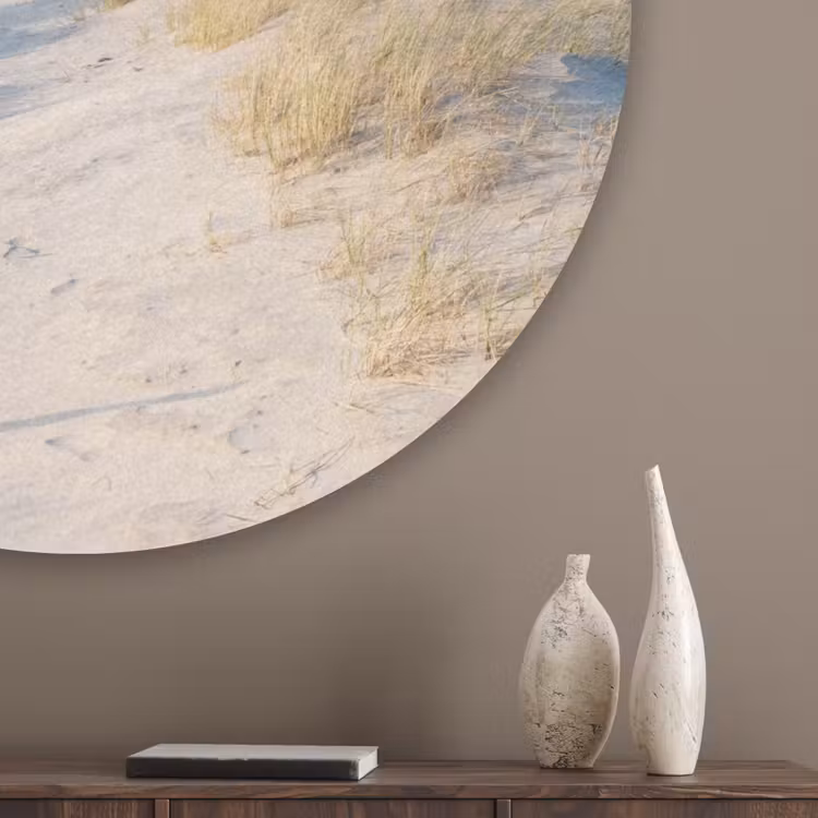 Duin - Meeuw - Strand - Zee - Zon Akoestische PET Vilt - Rond klein -sfeer5_closeup