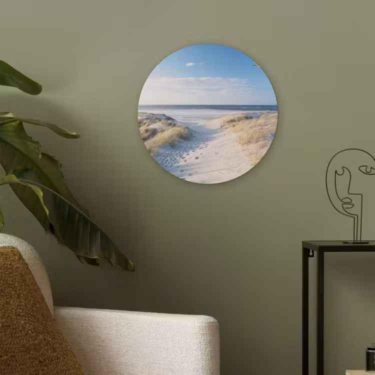 Duin - Meeuw - Strand - Zee - Zon Akoestische PET Vilt - Rond klein -sfeer2