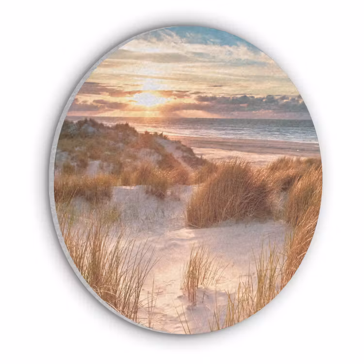 Duin - Planten - Zonsondergang - Strand - Zee Akoestische PET Vilt - Rond klein -3d