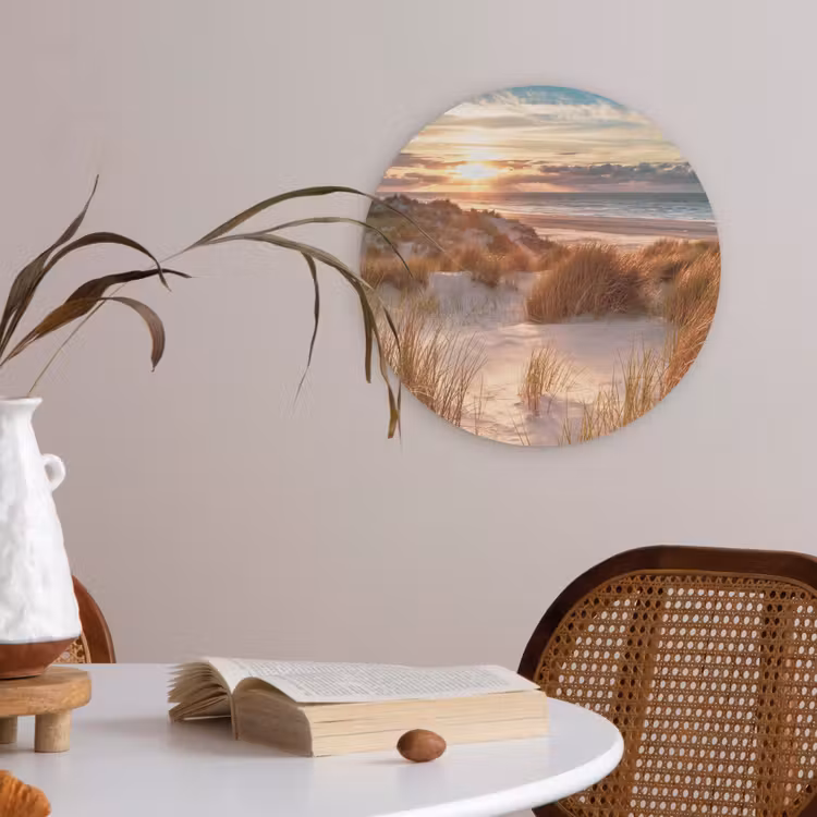 Duin - Planten - Zonsondergang - Strand - Zee Akoestische PET Vilt - Rond klein -sfeer3