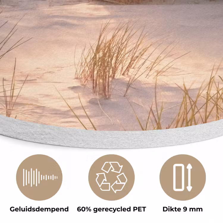 Duin - Planten - Zonsondergang - Strand - Zee Akoestische PET Vilt - Rond klein -closeup_NL