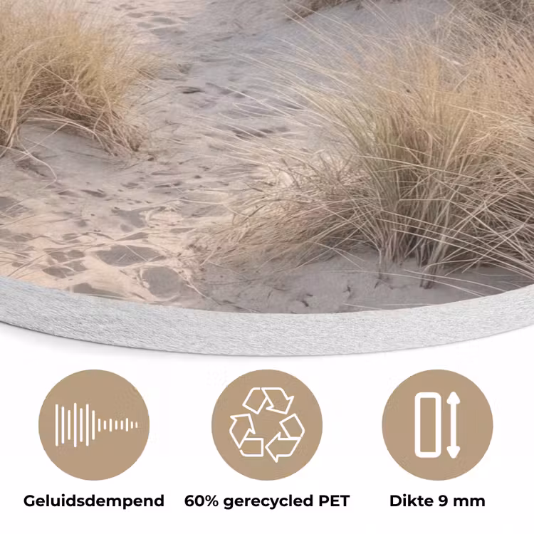 Duinen - Strand - Beige Akoestische PET Vilt - Rond klein -closeup_NL