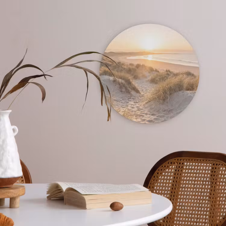 Duinen - Strand - Zee Akoestische PET Vilt - Rond klein -sfeer3